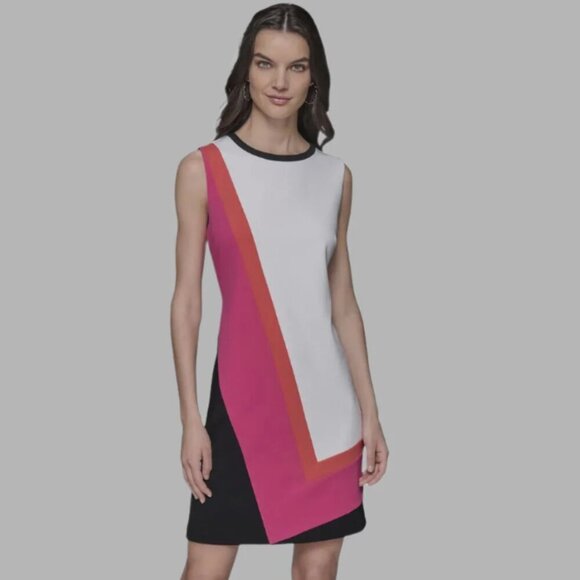 KARL LAGERFELD Women's Patterned Scoop Neck Sleeveless Aline Dress Size 4 - Picture 1 of 3